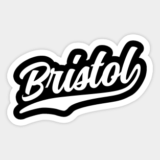 Bristol Cursive White Vintage Athletic Script Sticker